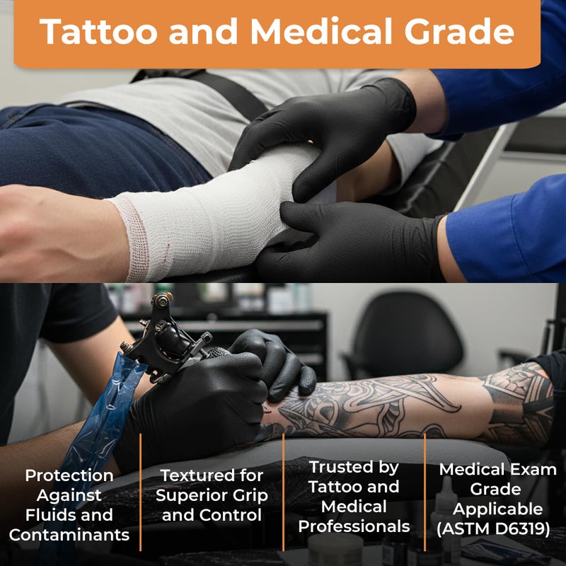 ASAP Black Nitrile Gloves Disposable Latex Free - 4 Mil, Powder Free, Food Safe, Kitchen & Medical Gloves - Durable Rubber Cleaning & Tattoo Supplies (Medium, 100 Count) - Image 5